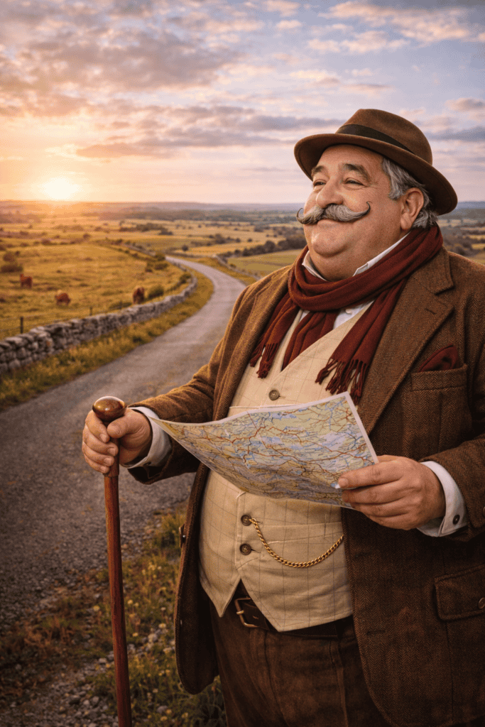 Le Ventru consultant une carte du plateau de l’Aubrac
